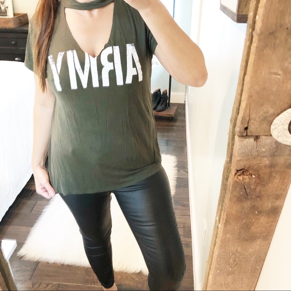 american rebel Tops - American Rebel military Army choker neck top